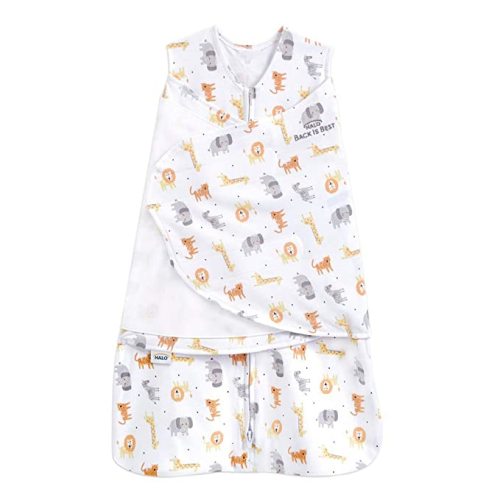 HALO 100% Cotton Sleepsack Swaddle, 3-Way Adjustable Wearable Blanket, TOG 1.5, Jungle Cotton, Newborn, 0-3 Months - Newborn (Pack of 1)