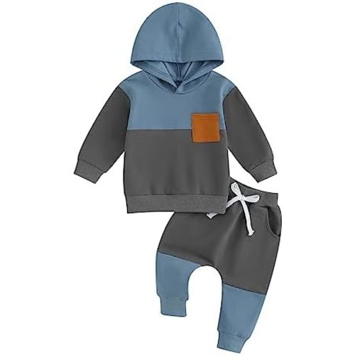 Infant Baby Boy Fall Winter Clothes Outfits Hooded Long Sweatshirt Pants Set Toddler Clothes 6 12 18 24 Months 2T