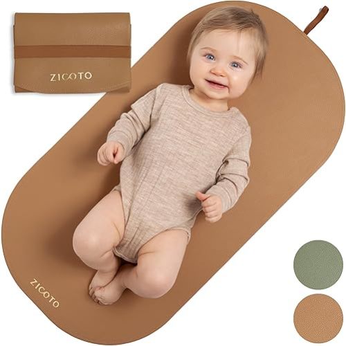 Beautiful Baby Diaper Changing Mat Made of Vegan Leather - Soft and Easy to Wipe Changing Pad for Travel or at Home Use - Lightweight and Foldable Mat That Perfectly Fits Into Any Diaper Bag