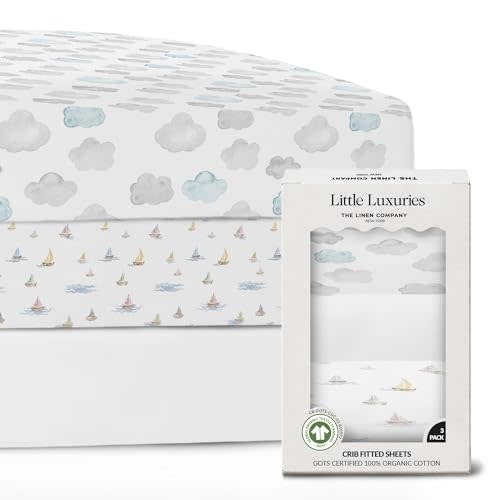 100% Organic Cotton Mini Crib Sheets (3-Pack) - GOTS Certified - Breathable Pack n Play Sheets Fitted - Double-Elastic for Secure Fit, Extra Protection for Your Baby - Gender-Neutral Prints (27"x39")