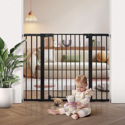 GOTGELIF Baby Safety Gate 36" Extra Tall 29.5-48.8" Wide Auto Close Pressure Mount Pet Gate Black