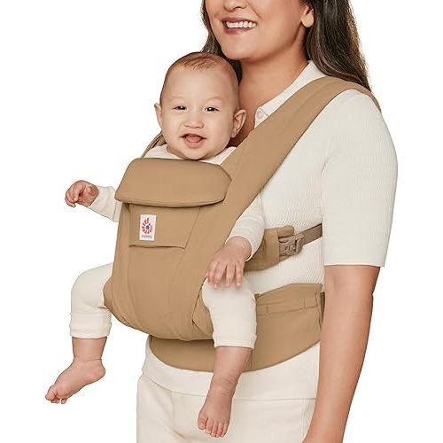Ergobaby Omni Deluxe All Carry Positions Breathable Cotton Baby Carrier with Enhanced Lumbar Support and Lightweight Comfort, Newborn to Toddler, (Holds 7-45 lbs), Camel
