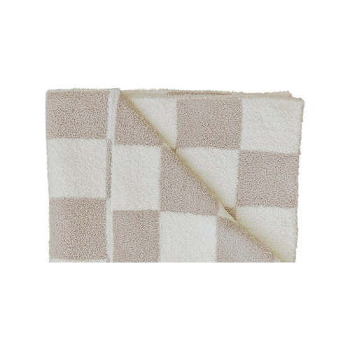 Taupe Checkered Plush Blanket