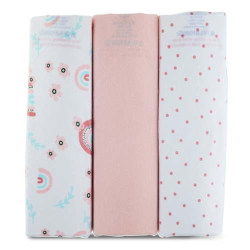 Parent's Choice 100% Cotton 3-Pack Adjustable Baby Wrap Swaddles for Girls, Rainbow Print, 22" x 27"