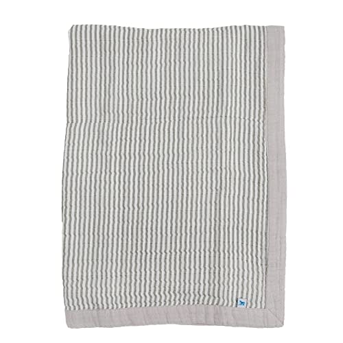 Little Unicorn Grey Stripe Cotton Muslin Quilt Receiving Blanket | 100% Cotton | Super Soft | Babies and Toddlers | 30” x 40” | Machine Washable