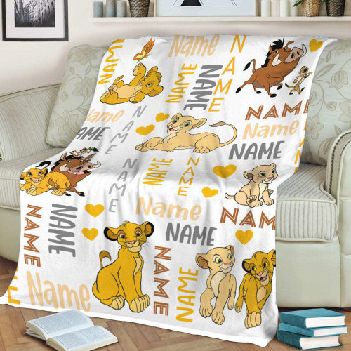Custom Name Baby Simba Blanket, Personalized Lion King Blanket Gift For Boy, Baby Lion Blanket, Simba Blanket Gift, Disney Family Blanket