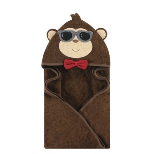 Hudson Baby Infant Boy Cotton Animal Face Hooded Towel, Dapper Monkey, One Size