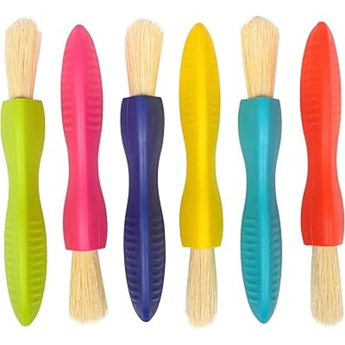 READY 2 LEARN Triangle Grip Toddler Paintbrush Set - Set of 6 - Easy-Grip Art Supplies - Thick Paint Brushes for Toddler Art - Art Supplies for Toddlers 1-3
