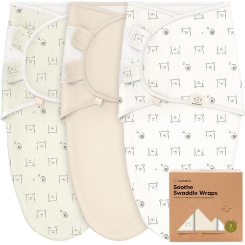3-Pack Organic Baby Swaddle Sleep Sacks - Swaddles for Newborns, Infant 0-3 Months, Baby Girls, Boys, Soft & Snug Newborn Sleep Sack, Nursery Swaddling Blankets, Velcro Closure (Bumble Bear)