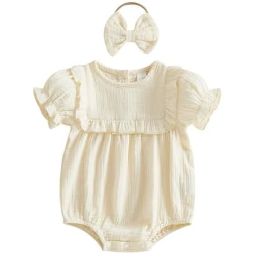 Summer Baby Girl Clothes Newborn Cotton Linen Romper Short Sleeve Infant Onesie Smocked Bodysuit Baby Outfits