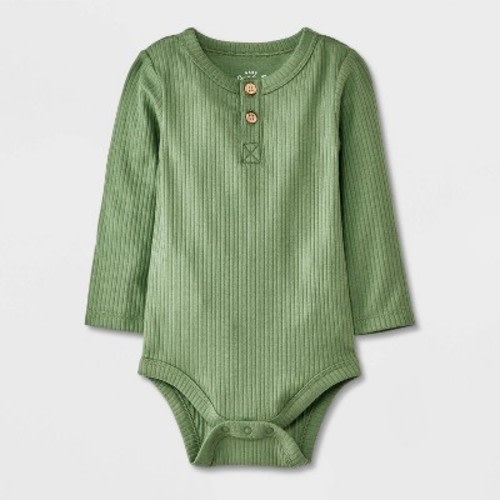 Baby Long Sleeve Henley Bodysuit - Cat & Jack™, Color: Green, Size: 0-3M