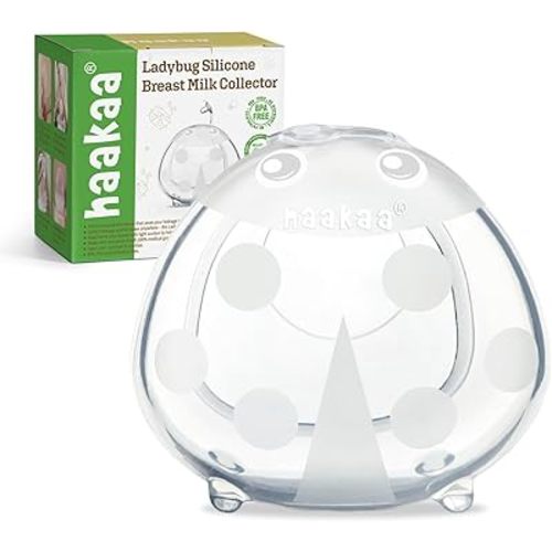 haakaa Ladybug Silicone Breast Milk Collector - Breast Shells Nursing Cup for Breastfeeding, Protect Sore Nipples, Extra-Soft and Reusable, 2.5oz/75ml, 1PC