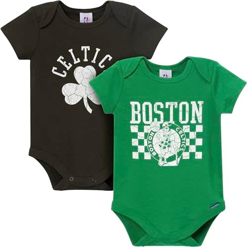 Gerber unisex-baby NBA Team 2 Pack Short Sleeve Onesie Bodysuits