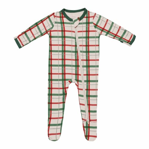 Zippered Footie in Hunter Plaid