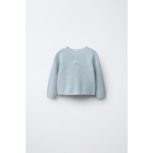 EMBROIDERED ELEPHANT PURL KNIT SWEATER - Sky blue | ZARA United States