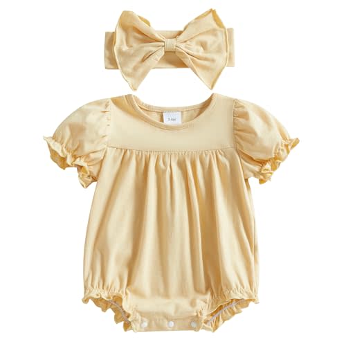woshilaocai Baby Girls Spring Summer Clothes Newborn Smocked Romper Bubble Vintage Bodysuit Outfit