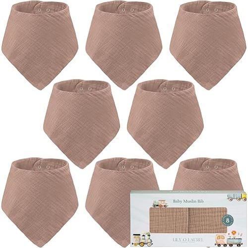 Muslin Baby Bibs, 100% cotton (8 Pack)