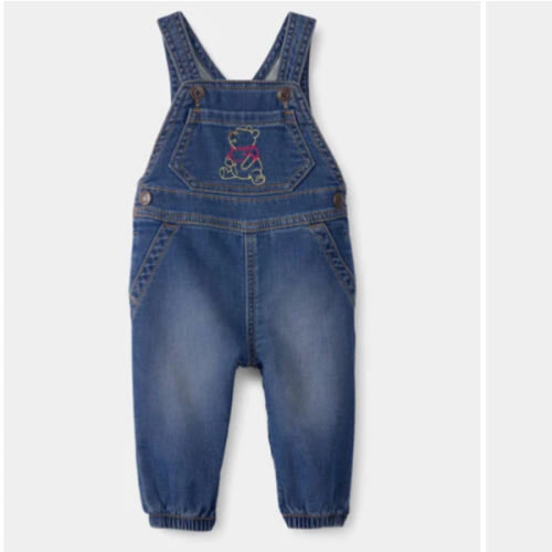 Baby Disney© Winnie the Pooh Embroidered Knit-Like Denim Overalls - Dark Wash - OshKosh B'gosh | Carter's