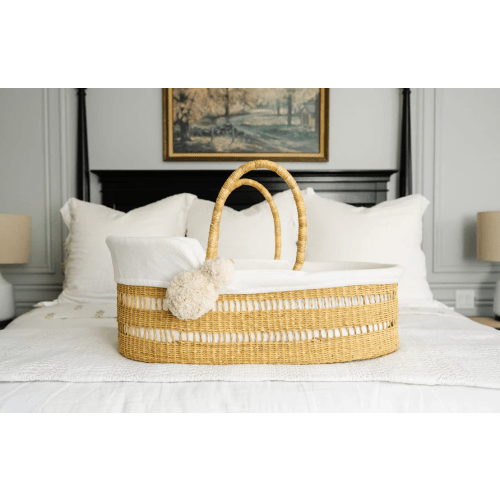 Modern Open Weave African Moses Basket Vegan Handle