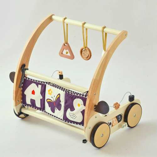 Wooden Baby Walker by OkidoKids® | Eco-Friendly 2-in-1 Toy | Canadian Design | Safe & Sustainable for Baby’s First Steps