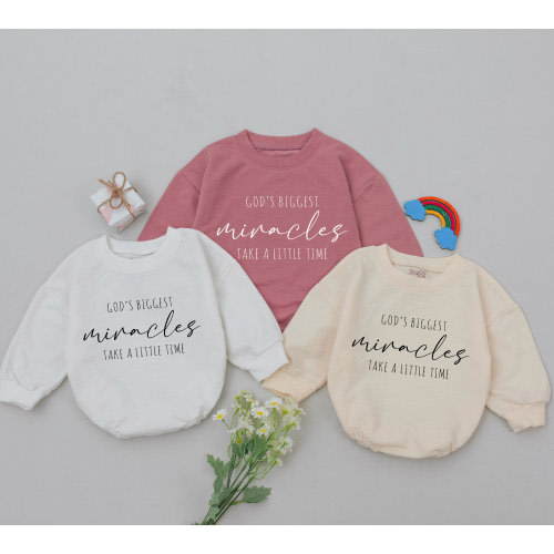 God's Biggest Miracles Take A Little Time Romper, New Baby Gifts, Baby Shower Gift, IVF Baby Outfit, Baby Announcement, Answered Prayer