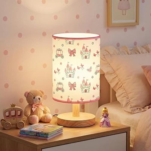 Pink Princess Table Lamp 3 Colors Dimmable Lights 9.72 x 5.12 Inch Pink Castle Bow Night Light Bedside Lamps Decoration for Bedroom Desk Birthday Gifts for Christmas