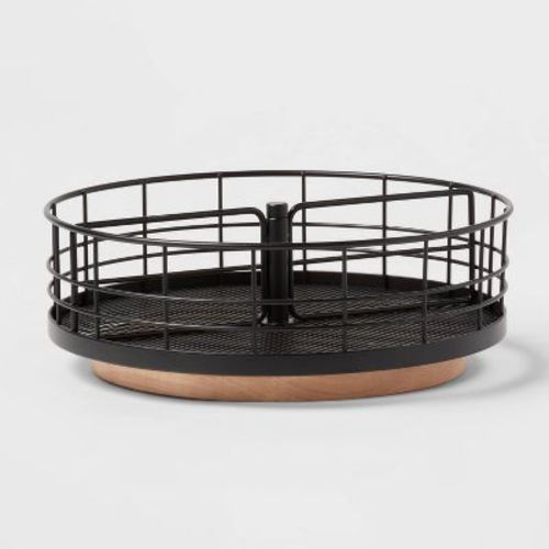 Divided Turntable Black Wire With Natural Wood - Brightroom™