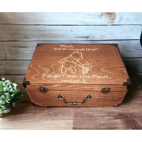 Winnie The Pooh & Piglet Memory Box / Keepsake / Urn / Personalized Memorial Box / Customizable Stash Box