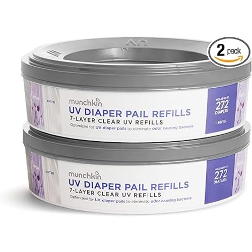 Munchkin® UV Diaper Pail Refill Rings, Holds up to 544 Newborn Diapers, 2 Pack - Waste Bag