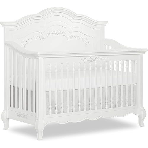 Evolur Aurora 5-in-1 Convertible Crib in Frost, Greenguard Gold Certified, Features 3 Mattress Height Settings, Sturdy and Spacious Baby Crib, Wooden Furniture