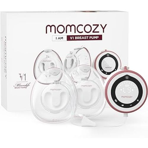 Momcozy Hospital Grade Breast Pump V1 Hands-Free, Double Electric Breast Pump Portable, Smart Touch Screen with 27 Pumping Combinations, Wearable Pump with 5 Flange Sizes