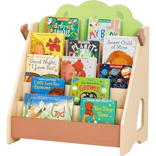 Montessori Bookshelf for Kids, Premium Pine Baby Bookshelf, Front Facing Toddler Bookcase for Nursery, Playroom, Classroom