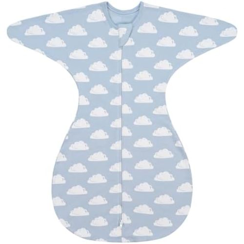 ZIGJOY Baby Transitional Swaddles for Newborns: 0.5 Tog Arms Up Sleep Sack 3-6-12 Months Soft Cotton Shark Fin 2 Way Zipper