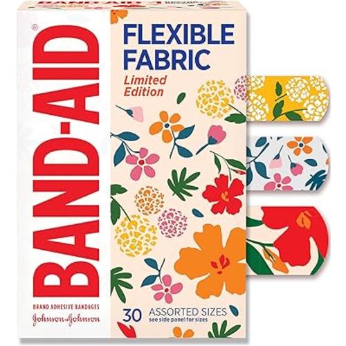 Band-Aid Brand Flexible Fabric Bandages, Wildflower, Assorted, 30 ct