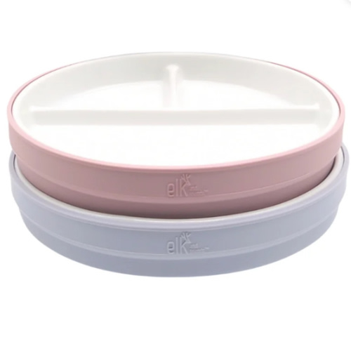 6.7"/16cm Porcelain White Divided Plates with Silicone Suction Sleeves