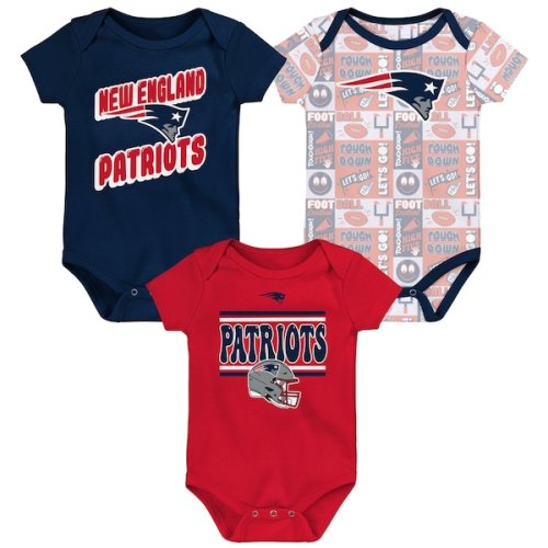 Infant New England Patriots Play Day Three-Pack Bodysuit Set