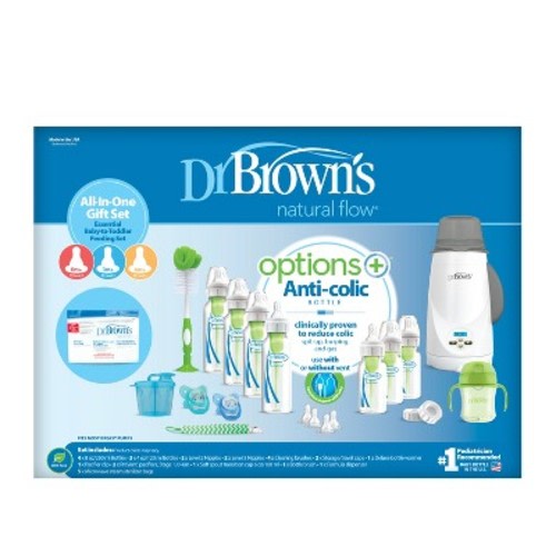 Dr. Brown's Options+ All-in-One Anti-Colic Baby Bottle and Bottle Warmer Newborn Gift Set