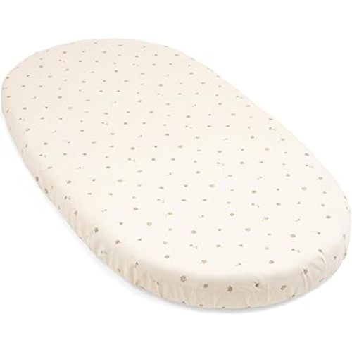 Stokke Sleepi Fitted Sheet V3, Flower Ecru - Compatible with Sleepi Bed V3 & Mattress V3 - Washable - 100% Fine Cotton Percale