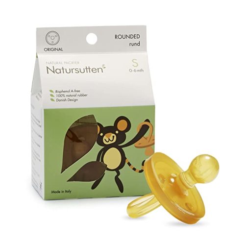 Natursutten Pacifier 0-6 Months - Natural Rubber Pacifier - Eco-Friendly, BPA-Free Round Newborn Pacifier - Newborn Essentials Made in Italy - 1 Piece
