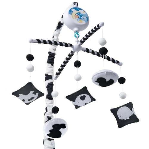TINITIGIES Montessori Crib Mobile for Newborn – Black and White Animal High Contrast Visual Stimulation