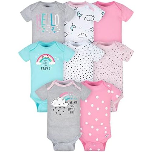Gerber Baby Girls' 8-Pack Short Sleeve Onesies Bodysuits