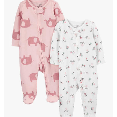 Simple Joys by Carter's Baby Girls' 2-Way Zip Thermal Footed Sleep and Play, Pack of 2