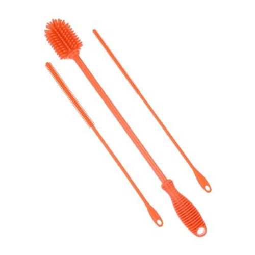 Unique Bargains Silicone Bottle Brush with 2 Straw Brush for Cleaning Narrow Neck Containers Sport Bottles Gray