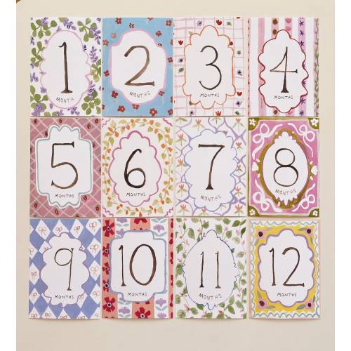 Vibrant Painted Baby Milestone Marker Cards