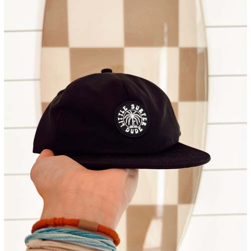 Black Little Surfer Dude Logo Nylon Snapback