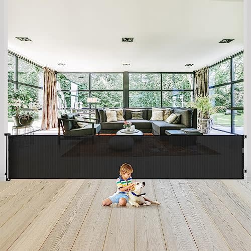 180 Inch Extra Wide Retractable Dog Gate for Doorway Indoor and Outdoor - Long Baby Gate for Large Openings, House, and Deck