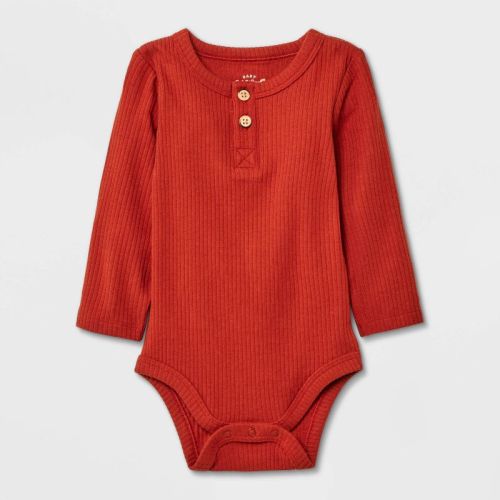 Baby Long Sleeve Henley Bodysuit - Cat & Jack™ Gray 0-3m