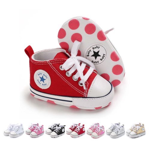 HsdsBebe Baby Girls Boys Shoes Infant Canvas High-Top Ankle Sneakers for Newborn 0-18M