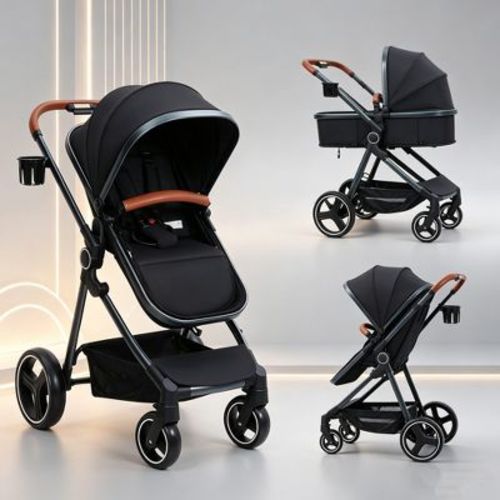 2-in-1 Lightweight Travel Stroller for 0-36 Months, Bassinet & Reversible Seat, Foldable Umbrella Canopy for Infants Toddlers