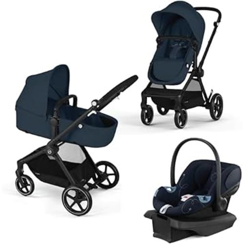 Cybex EOS 5-in-1 Travel System Stroller + Lightweight Aton G Infant Car Seat, Ocean Blue
